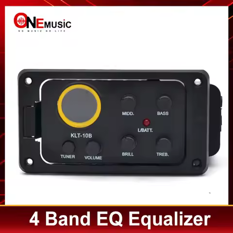 KLT-10B 4 Band EQ Equalizer Preamp Pickup with Round Screen Tuner for Travel Guitar 36 and 38 Guitar