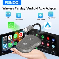 FEINODI อะแดปเตอร์ไร้สาย Apple CarPlay และ Android Auto ไร้สายแบบ 2 ใน 1 แปลง Apple CarPlay และ Android Auto แบบมีสายเป็น Apple CarPlay และ Android Auto ไร้สาย รองรับ iPhone/Samsung/Xiaomi