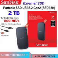 SANDISK หน่วยความจำภายนอก SSD 1 Tb/ 2TB/4TB (800เมกะไบต์/วินาที) (E30) USB3.2 Gen2ฮาร์ดดิสก์ภายนอก H