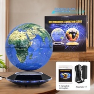 H&J 6/8 inch Magnetic Levitation Glowing Globe – Floating Earth Lamp with LED | Office Desk Decor & 