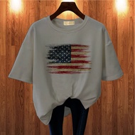 GET FASHION - BAJU KAOS WANITA BENDERA USA T SHIRT DISTRO BLUS JUMBO PRINT