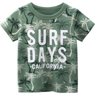 Boys Tshirt Grey Excavator Kids T-shirt Girl Children Tops Short Sleeve Stitching Cotton Ramadan and