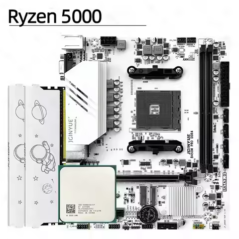 JGINYUE AM4 Motherboard Kit B450M Motherboard Set with Ryzen R5 5500 Processors 2*16GB=32GB DDR4 320