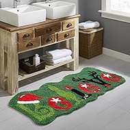 Cute Believe Christmas Runner Rug for Entryway Kitchen Bathroom Bedroom Hallway, 2x5 Green Christmas