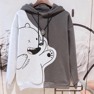 (READY) HOODIE SWEATER WANITA - PRIA | BURGUNDY BEAR COMBIE | SWEATER HOODIE TERBARU