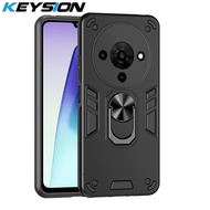 KEYSION Shockproof Armor Case for ZTE Blade A76 5G Soft Silicone+PC Metal Ring Stand Phone Back Cove