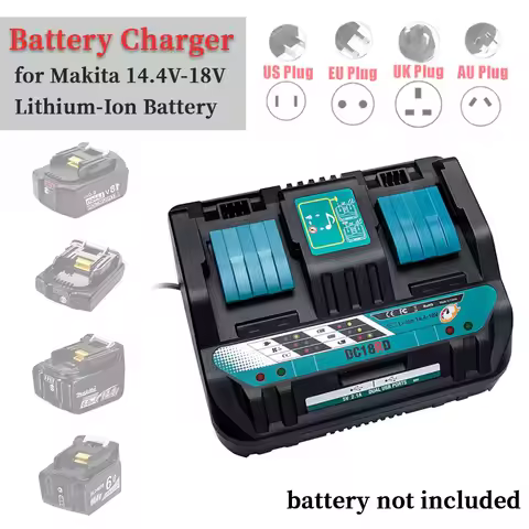 18V DC18RD Dual Ports Battery Charger for Makita 14.4V-18V Lithium-Ion Battery BL1415 BL1430 BL1830 