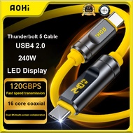 AOHI THE FUTURE Adonis Thunderbolt 5 Cable 240W USB4 2.0 With LED Display USB-C to USB-C Cord
