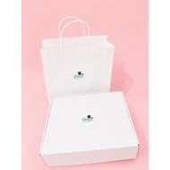 Gift Box Set + White Paper Bag 30x22x10cm | Beautiful Basic Gift Box with Handle Bag for Photography