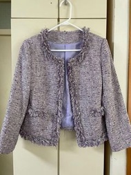 千金名媛風 浪漫淺紫色薰衣草色chanel風小香風粗花呢編織外套 短褸 短外套 斯文OL返工開會約會必備 chanel-styled tweed coat outer jacket