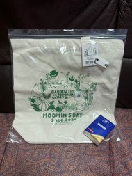 全新原封姆明日米綠色紀念帆布袋2024年8月9日Happy Moomin’s Day Canvas Tote Bag beige green limited edition 限量版