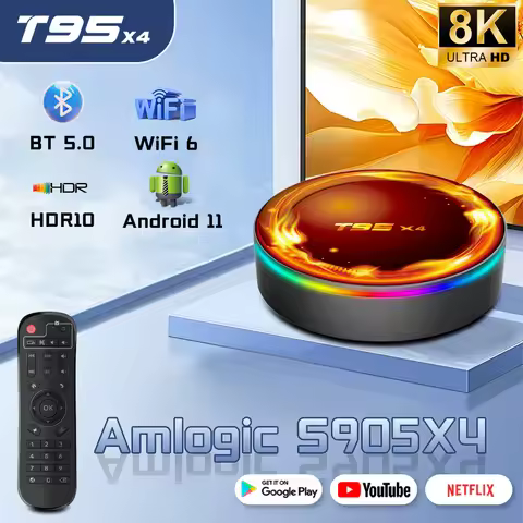 Android Tv Box Decoder 2025 HD 8k Android 11 T95x4 Amlogic S905 WIFI 6 HDR10+ Support YouTube NETFLI