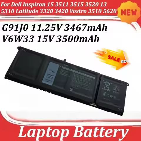 V6W33 15V 3500mAh G91J0 11.25V 3467mAh Battery For Dell Inspiron 15 3511 3515 3520 13 5310 Latitude 
