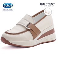Scholl Fashion Womens Wedge Heel Loafers องเท้าผ้าใบ ผู้หญิง Non-Slip Platform Slip-On Shoes for Wor