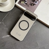 Personalized Custom Silvery Name Letters Litchi Pattern Faux Leather Magnetic Suction Suitable For P