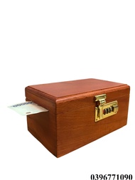 Hộp đựng tiền tiết kiệm khóa số gỗ Hương - An toàn - Tiết kiệm