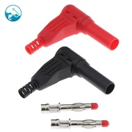 [ritonlywond] 2Pcs Red+ 4mm Male Right Angle Insulation Banana Plug Multimeter Test TH