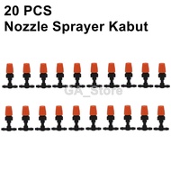 20 PCS Nozzle Sprayer Kabut Warna Orange Dengan Konektor T Ukuran 4/6 mm 6mm Untuk Sistem Irigasi Taman Pekarangan Pendingin Kandang Ayam Rumah Jamur Burung Walet H