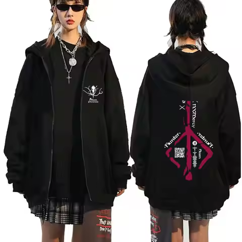 Game Bloodborne Zipper Hoodie Horror Hunter Gothic Oversized Zip Up Jacket Men Casual Cotton Zip Swe
