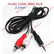 AUX to 2RCA Cable 2x1 Jack Cord 2in1 Audio Cable Speaker to Phone Jack 3.5mm 1x2 RCA to 1.5m