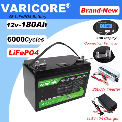 VariCore 12V/12.8v 120ah 180ah LiFePO4 Battery 14.6v Outdoors Touring Car Multifunctional USB Type-C