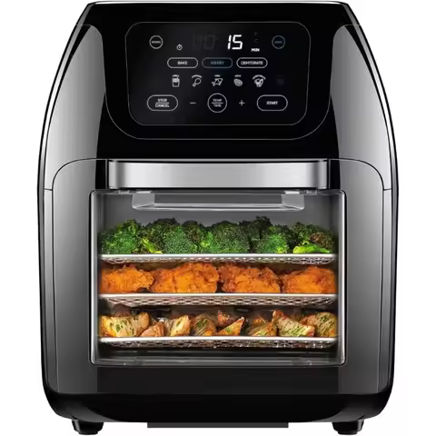 Multifunctional Digital Air Fryer with Rotisserie Dehydrator Convection Oven 17 Presets XL 10L Famil