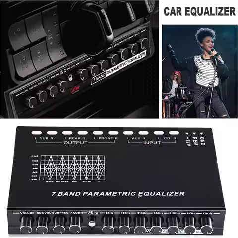 7 Band Car Equalizer Multifunctional Car Audio EQ Tuning Crossover Amplifier Parametric Equalizer Ca