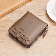 7svf Retro Mini Men's Wallet Pu Leather Short Wallet Men's Buckle Zipper Clutch Solid Door Feuille Hommes Door Monaie HommeMen Wallets