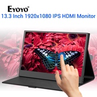 Eyoyo หน้าจอสัมผัสแบบพกพา13.3 "นิ้ว1920X1080 IPS มอนิเตอร์ IPS FPV หน้าจอคอมพิวเตอร์ขนาดเล็กจอแลปท็อ