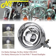 N2 Universal 7" LED Round Headlight For Harley Chopper Bobber Cafe Racer Softail Heritage Steel E9 E