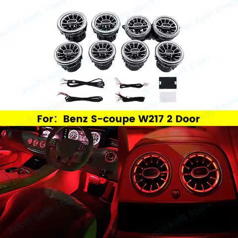 7/64 Colour LED Air Vents For Mercedes Benz S-COUPE W217 C217 2 Doors Turbine Outlet Nozzle Dashboar