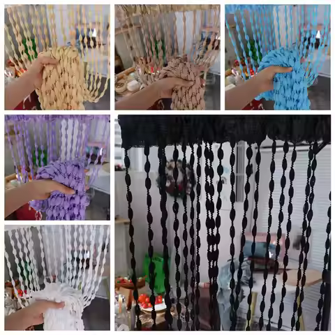 Window Treatment Door Curtain Beaded String Curtain Tassel 1*2M Beaded Door Curtain Solid Color Tass