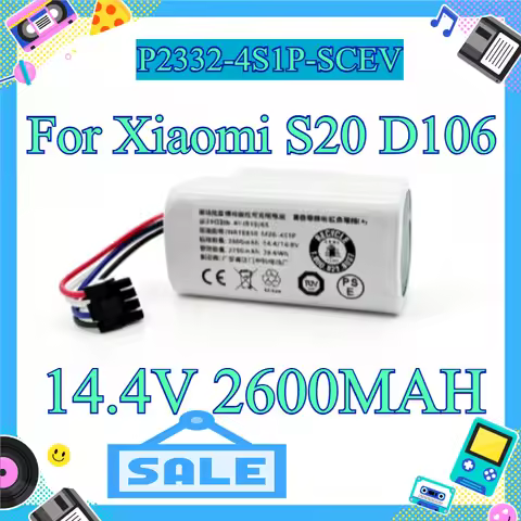 14.4V 2600MAH `Rechargeable Replacement Robot Vacuum Battery For Xiaomi S20, D106, P2332‑4S1P‑SCEV`