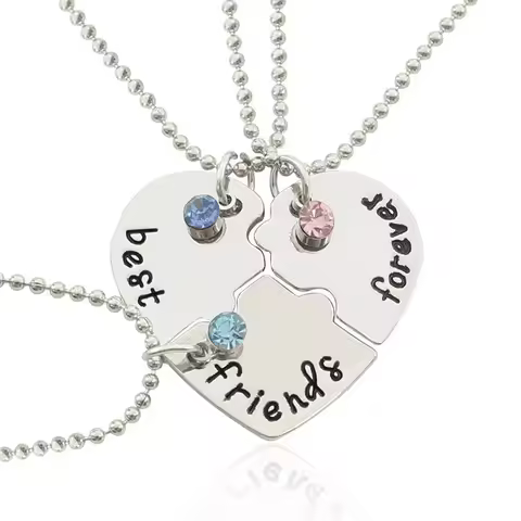 3 piece best friend necklace Women Necklac Chain 3 Piece Set Best Friend Friendship Pendant Bff Matc