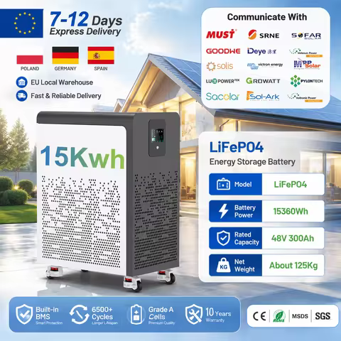 LiFePO4 48V 300Ah 15Kwh Battery Akku 6000 Cycles With Wheels 51.2V BMS 100Ah 600Ah Solar Energy Stor