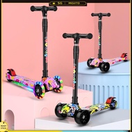 Foldable Kick Scooter Light-Up Wheels 3 Wheel Scooter Lean To Steer Kids Push Scooter Non-Slip Deck 