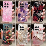 Phone Case For OnePlus 12 12R Case Fashion Butterfly Flower Clear Soft Silicone TPU Jelly Casing For