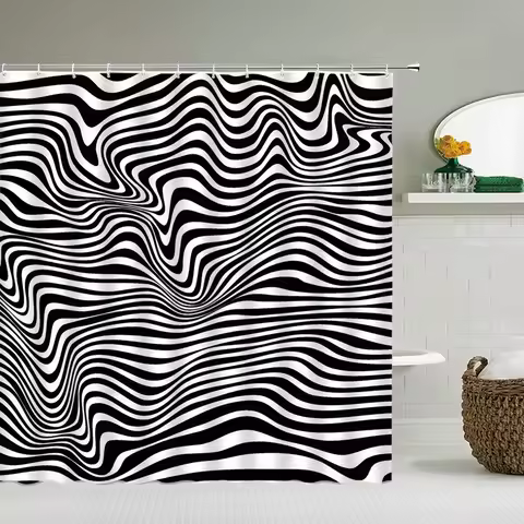 Black White Zebra Pattern Printed 3d Bath Curtains Waterproof Washable Bathroom Shower Curtain 180*1