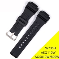 Watchband for Casio G-Shock AQS810W AQS800W AEQ110W W735H Straps and Clasps Watch Accessories Wrist Replacement PU Bracelet Band Black Belt