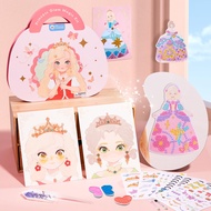 4 in 1 Princess Art Craft Kits, Foil Art & Diamond Painting, Makeup DIY Activity, Dress Up Sticker B