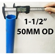PVC PIPE 1-1/2" x 1/2 METERS BLUE FOR CLEAN WATER ( 50MM OUTSIDE DIAMETER )
