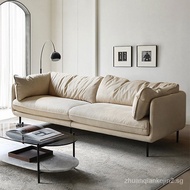 Nordic ExpressionHUGTechnology Fabric Sofa Italian Small Apartment Emery Fabric Three-Seat Retro Cream Style Sofa