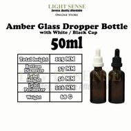 [Bulk Purchase] 5ml 10ml 15ml 30ml 50ml Amber Glass Dropper Bottle with White or Black Cap Dropper