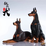 [That Model] Jxk Doberman 1: 6 Simulation Animal Model Seated Lying Doll Pet Dog Toy