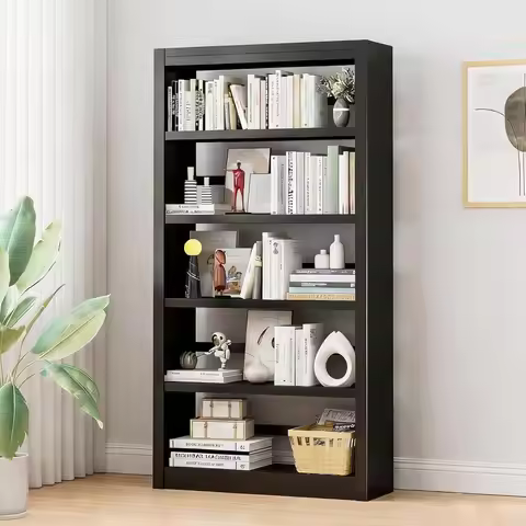 61 High 5-Tier Metal Bookshelf - Adjustable Shelves, Heavy Duty, Ideal for Home Office, Living Room,