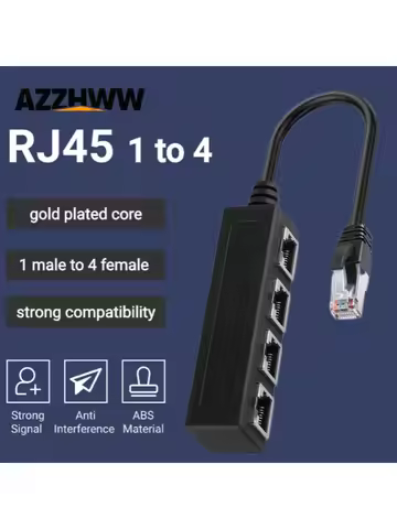 Ethernet Splitter 1 to 4 RJ45 Network Splitter Starlink Ethernet Adapter, LAN Internet Cable Adapter