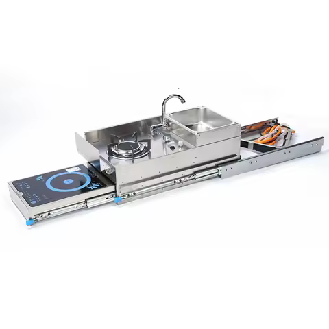 Pull-out gas stove sink induction cooker SUV RV pull-out kitchen mini gas stove induction cooker wit