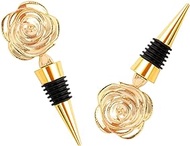 COLLBATH Decked Accessories Rose Wine Cork Stainless Steel Wine Stopper Crystal Rose Decorative Wine Accessories Beverage Stopper Wine Saver Stopper Wine Bottle Cap Unique Bottle Alloy