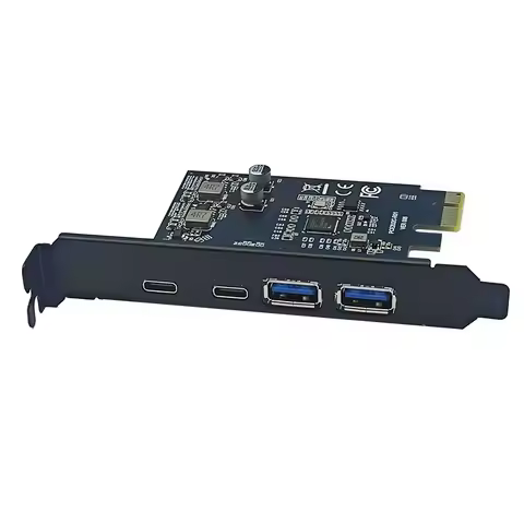PCI Express X1 to 2 Port Type C 2 Port USB3.1 Gen1 5Gbps Expansion Card Adapter D7020201 Chip PCIE U