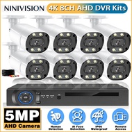 NINIVISION 8CH 4K CCTV Complete Security Kit 4K 8MP AHD Outdoor Bullet Camera 6 in 1 Hybrid DVR 20m 